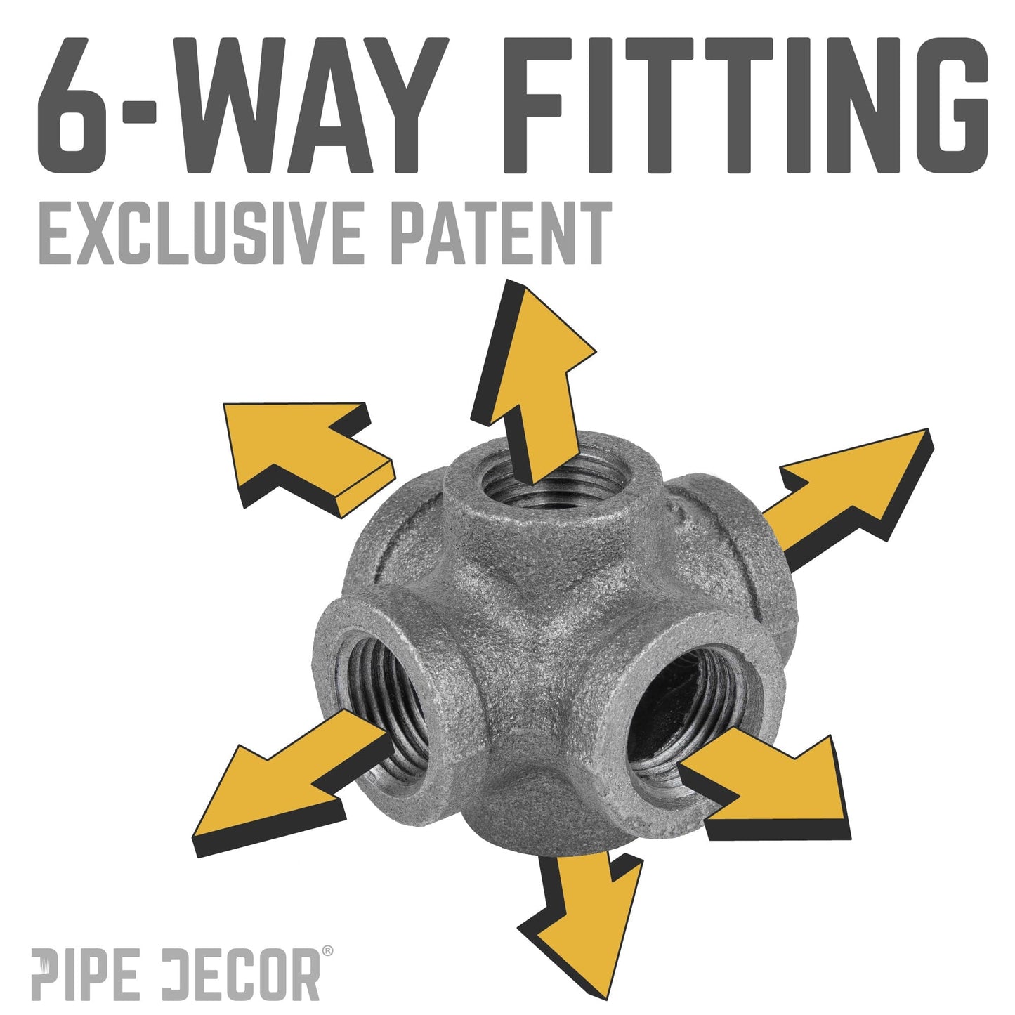3/8 in. Black 6-Way Fitting