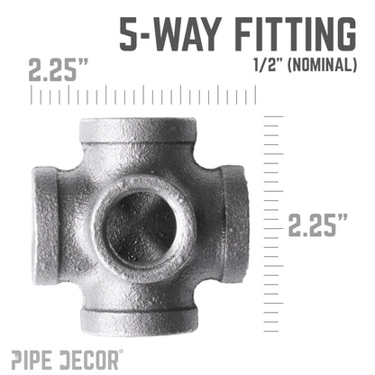 1/2 in. Black 5-Way Fitting