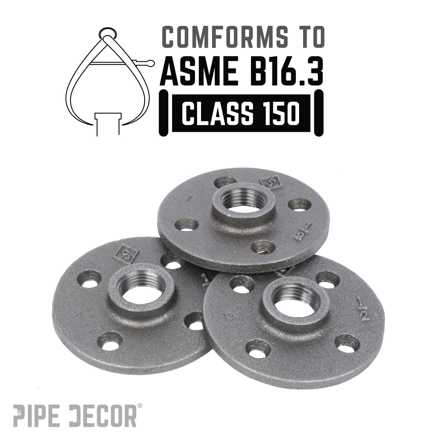 1/2 in. Black Floor Flange