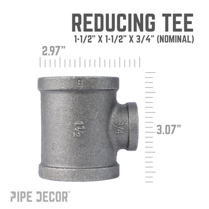 1 1/2 in. x 1 1/2 in. x 3/4 in. Black Reducing Tee