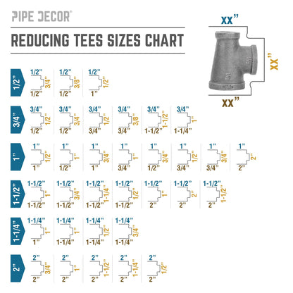 1 1/2 in. x 3/4 in. x 1 1/2 in. Black Reducing Tee