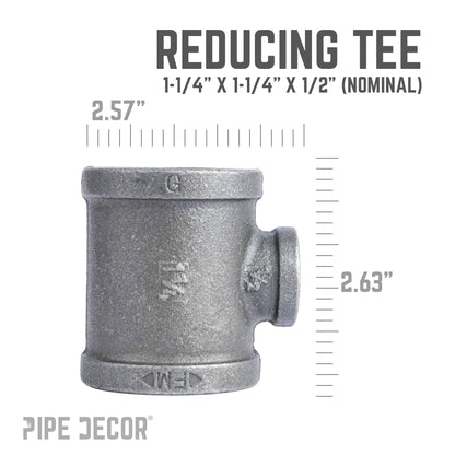 1 1/4 in. x 1 1/4 in. x 1/2 in. Black Reducing Tee