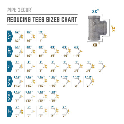 1/2 in. x 1/2 in. x 3/4 in. Black Reducing Tee