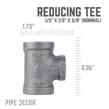 1/2 in. x 1/2 in. x 3/8 in. Black Reducing Tee