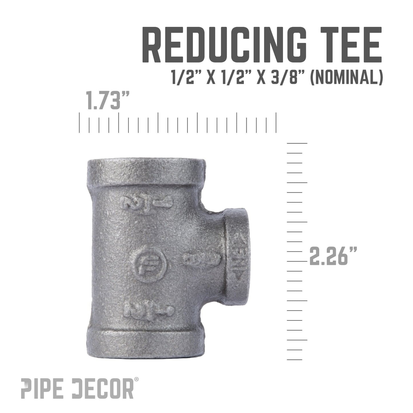 1/2 in. x 1/2 in. x 3/8 in. Black Reducing Tee