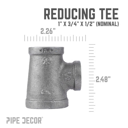 1 in. x 3/4 in. x 1/2 in. Black Reducing Tee