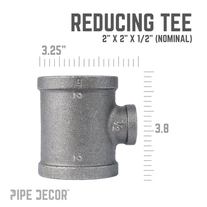 2 in. x 2 in. x 1/2 in. Black Reducing Tee