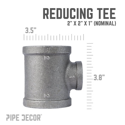 2 in. x 2 in. x 1 in. Black Reducing Tee