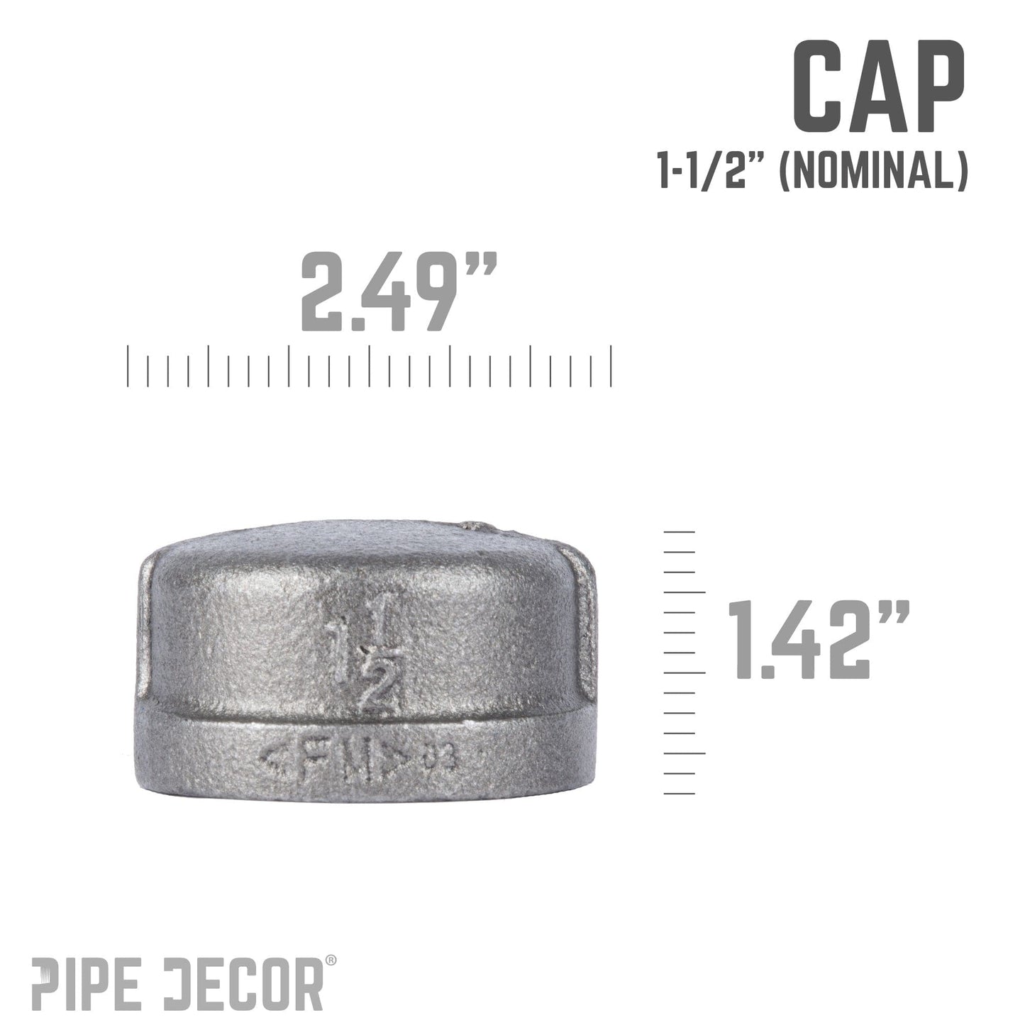 1 1/2 in. Black Cap