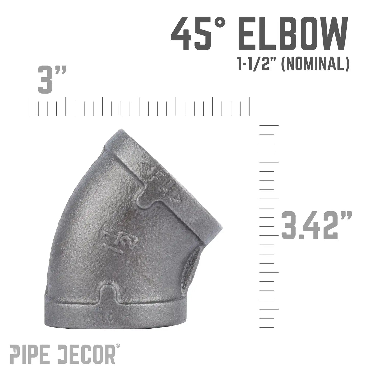 1 1/2 in. Black 45 Degree Elbow