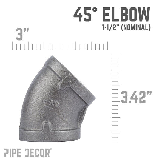 1 1/2 in. Black 45 Degree Elbow