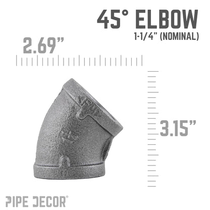 1 1/4 in. Black 45 Degree Elbow