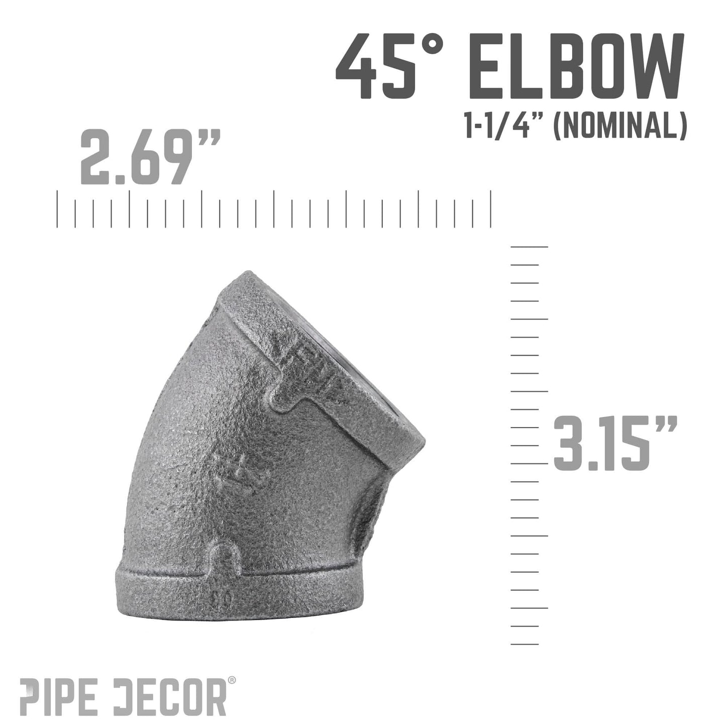 1 1/4 in. Black 45 Degree Elbow