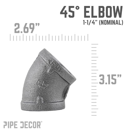 1 1/4 in. Black 45 Degree Elbow