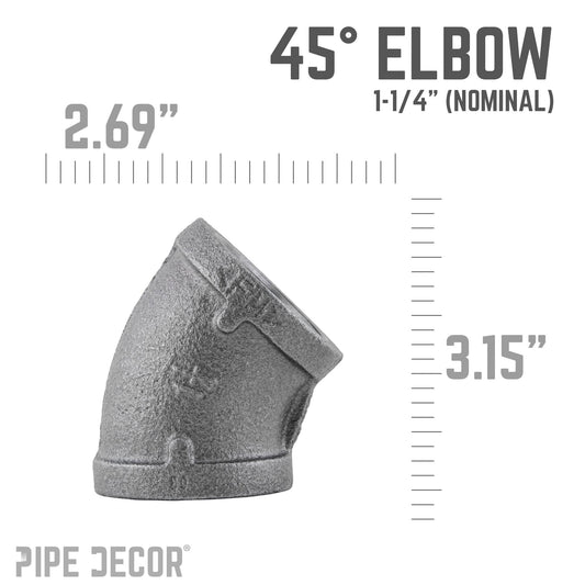 1 1/4 in. Black 45 Degree Elbow