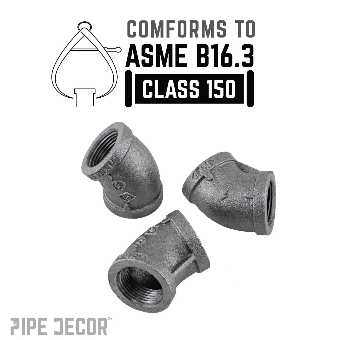 1 in. Black 45 Degree Elbow