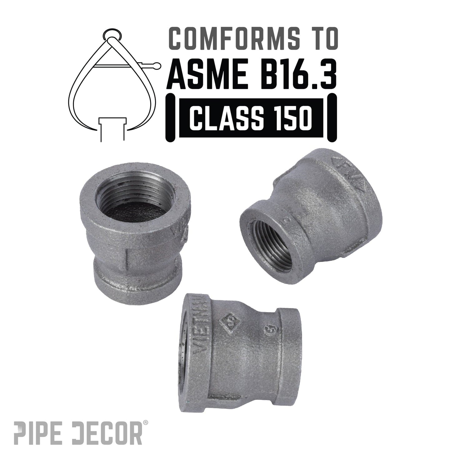 2 in. x 1 1/2 in. Black Reducing Coupling