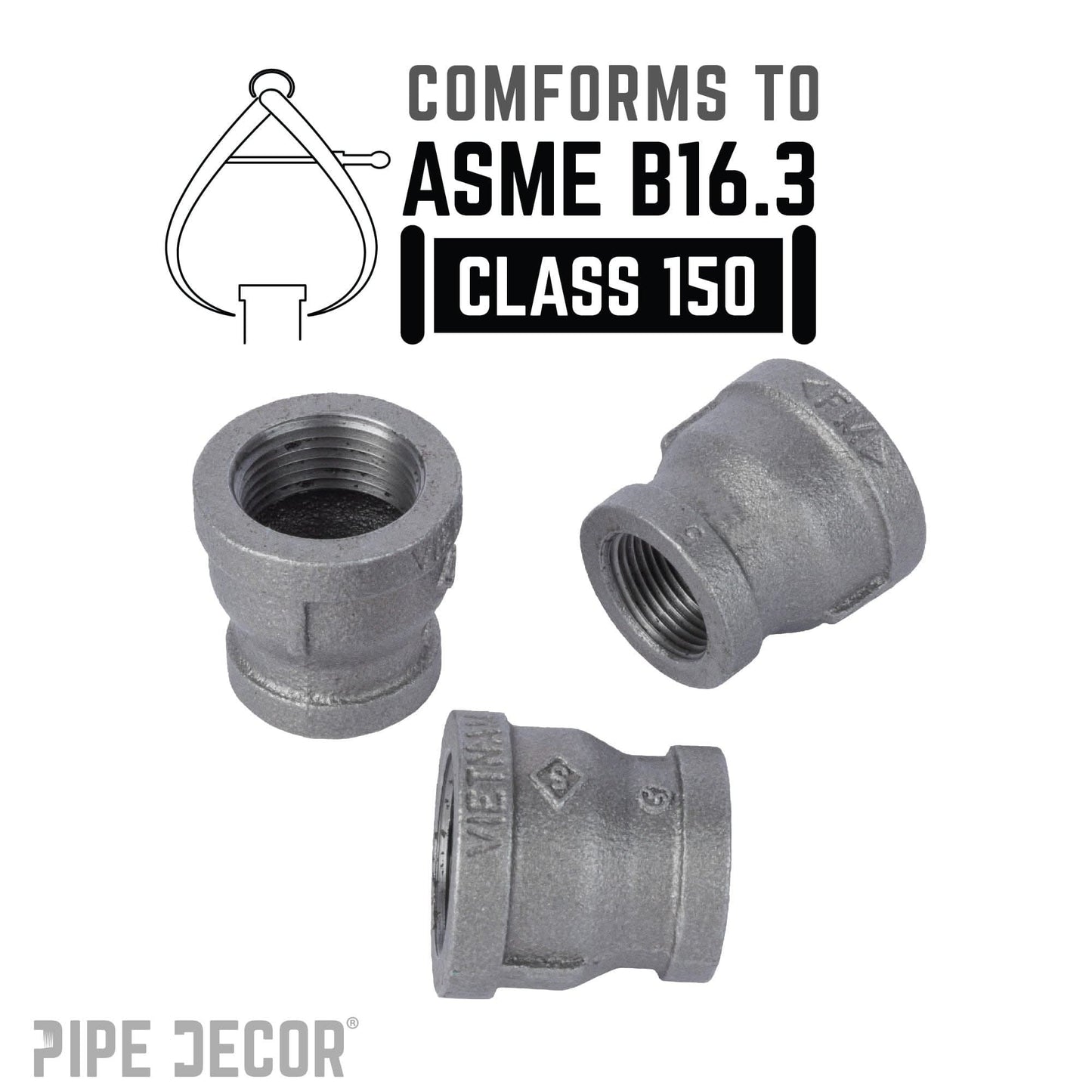 2 in. x 1 1/4 in. Black Reducing Coupling