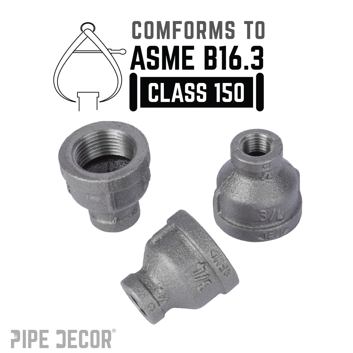 3/4 in. x 3/8 in. Black Reducing Coupling