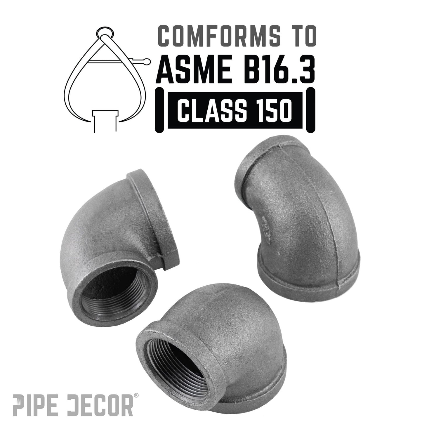 2 in. x 1 1/2 in. Black Reducing Elbow
