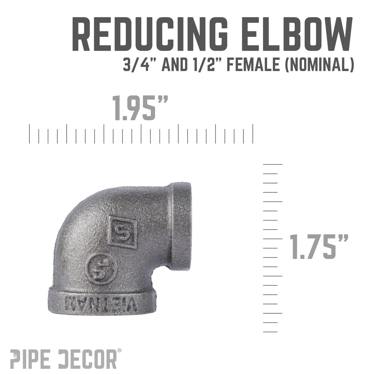3/4 in. x 1/2 in. Black Reducing Elbow