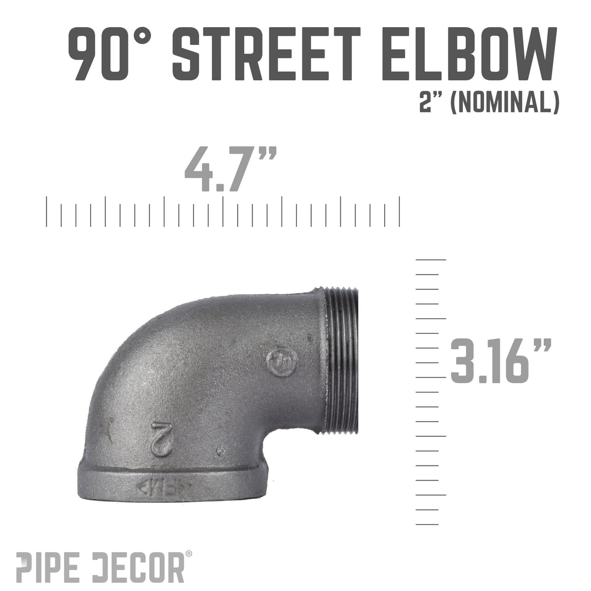 2 in. Black 90 Degree Street Elbow