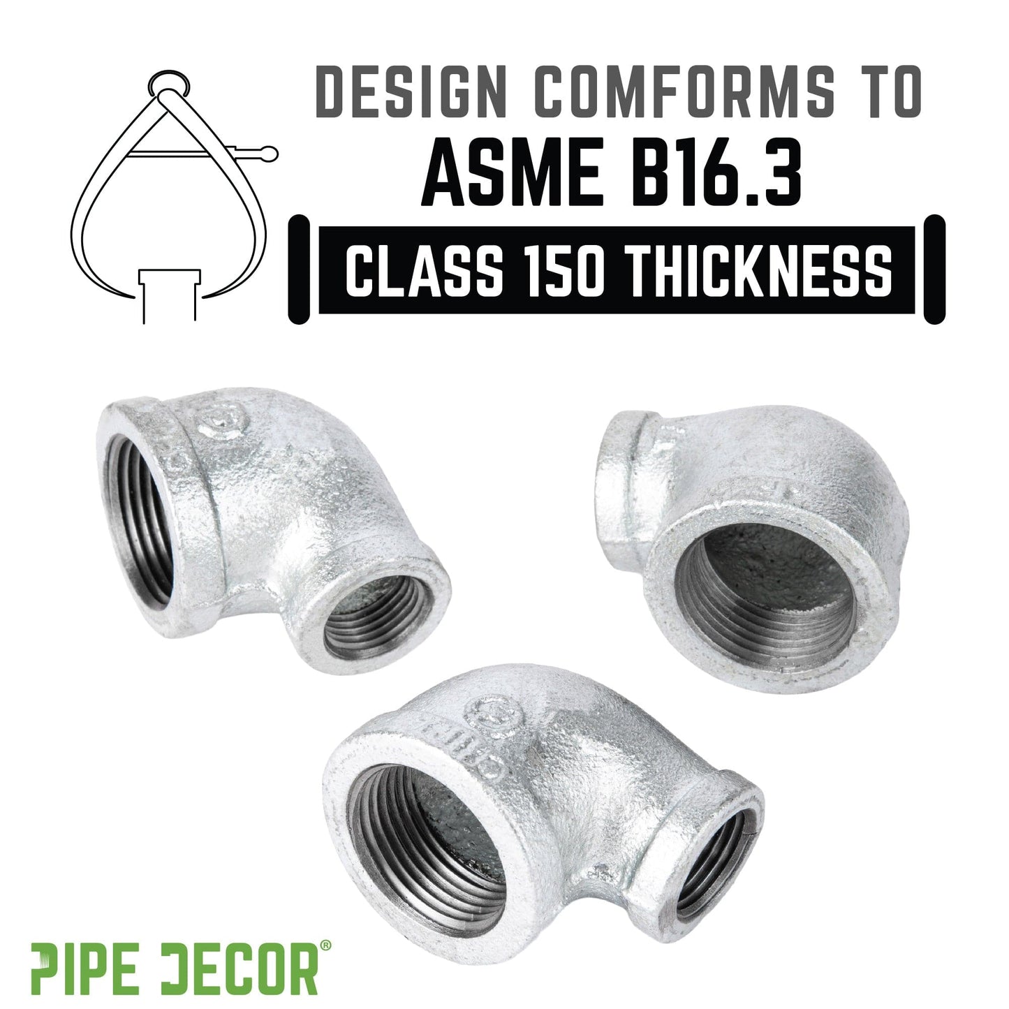 2 in. x 1 1/2 in. Galvanized Iron Reducing Elbow