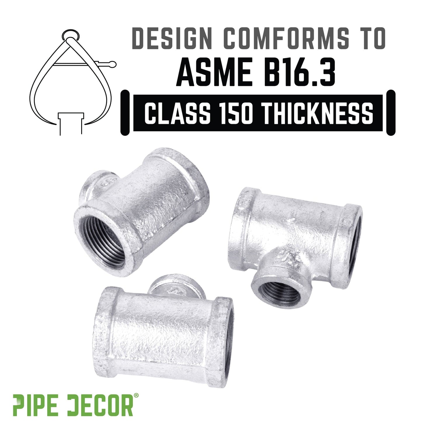 1 in. x 1 in. x 1/2 in. Galvanized Reducing Tee