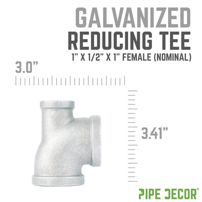 1 in. x 1/2 in. x 1 in. Galvanized Reducing Tee
