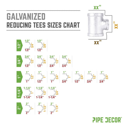 1 in. x 1/2 in. x 1 in. Galvanized Reducing Tee