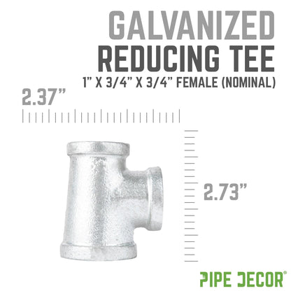 1 in. x 3/4 in. x 3/4 in. Galvanized Reducing Tee