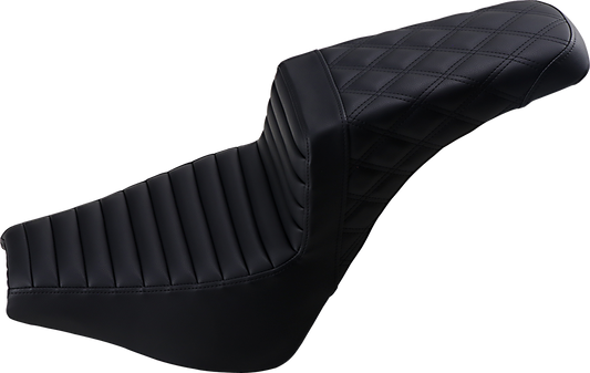 SADDLEMEN Step-Up Seat - Front Tuck-n-Roll/Rear Lattice Stitch - Black 818-30-176