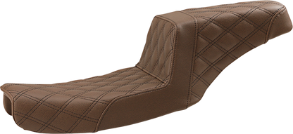SADDLEMEN Step-Up Seat - Full Lattice Stitch - Brown - Dyna 891-04-175BR