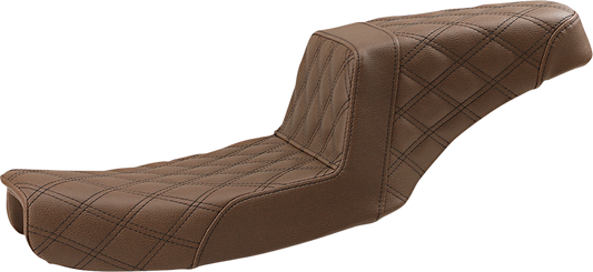 SADDLEMEN Step-Up Seat - Full Lattice Stitch - Brown - Dyna 891-04-175BR