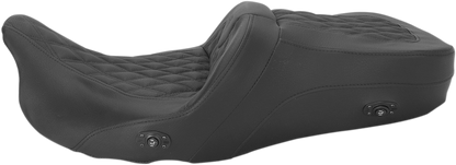 SADDLEMEN Roadsofa Seat - without Backrest - Full Lattice Stitch - Heated - '08-'23 FLH 808-07B-182HCT