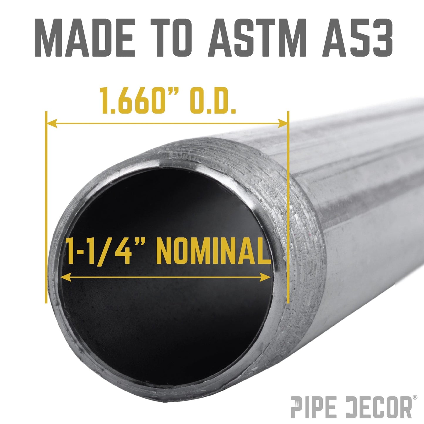 1 1/4 in. x 60 in. Black Pipe