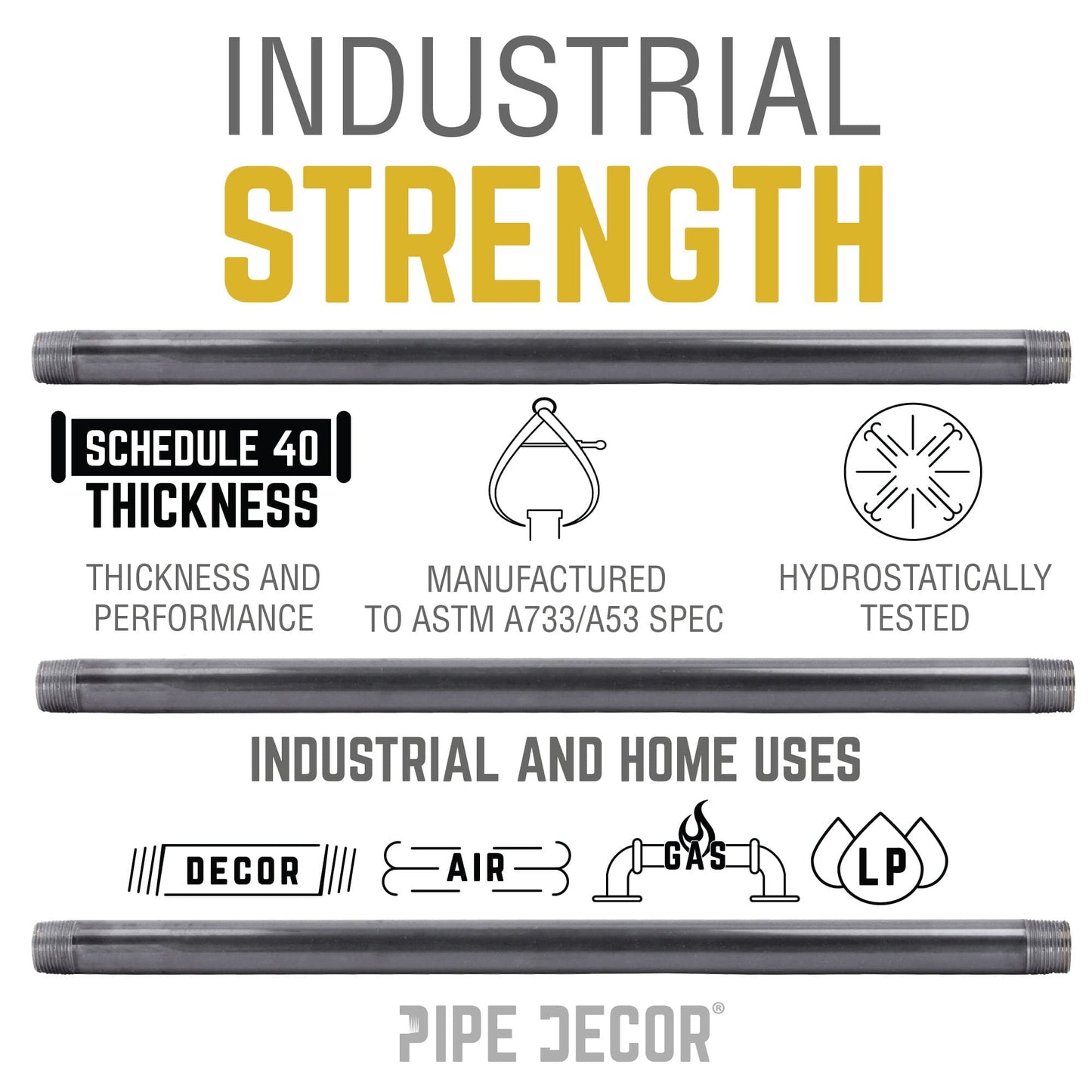 1/2 in. x 5 in. Black Pipe