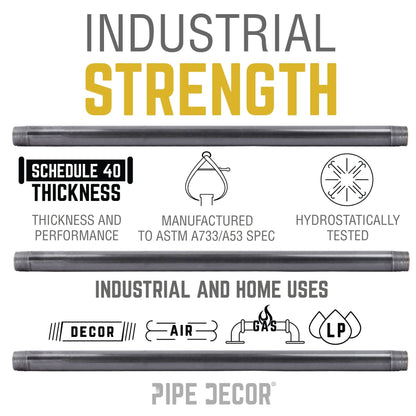 1/2 in. x 9 in. Black Pipe