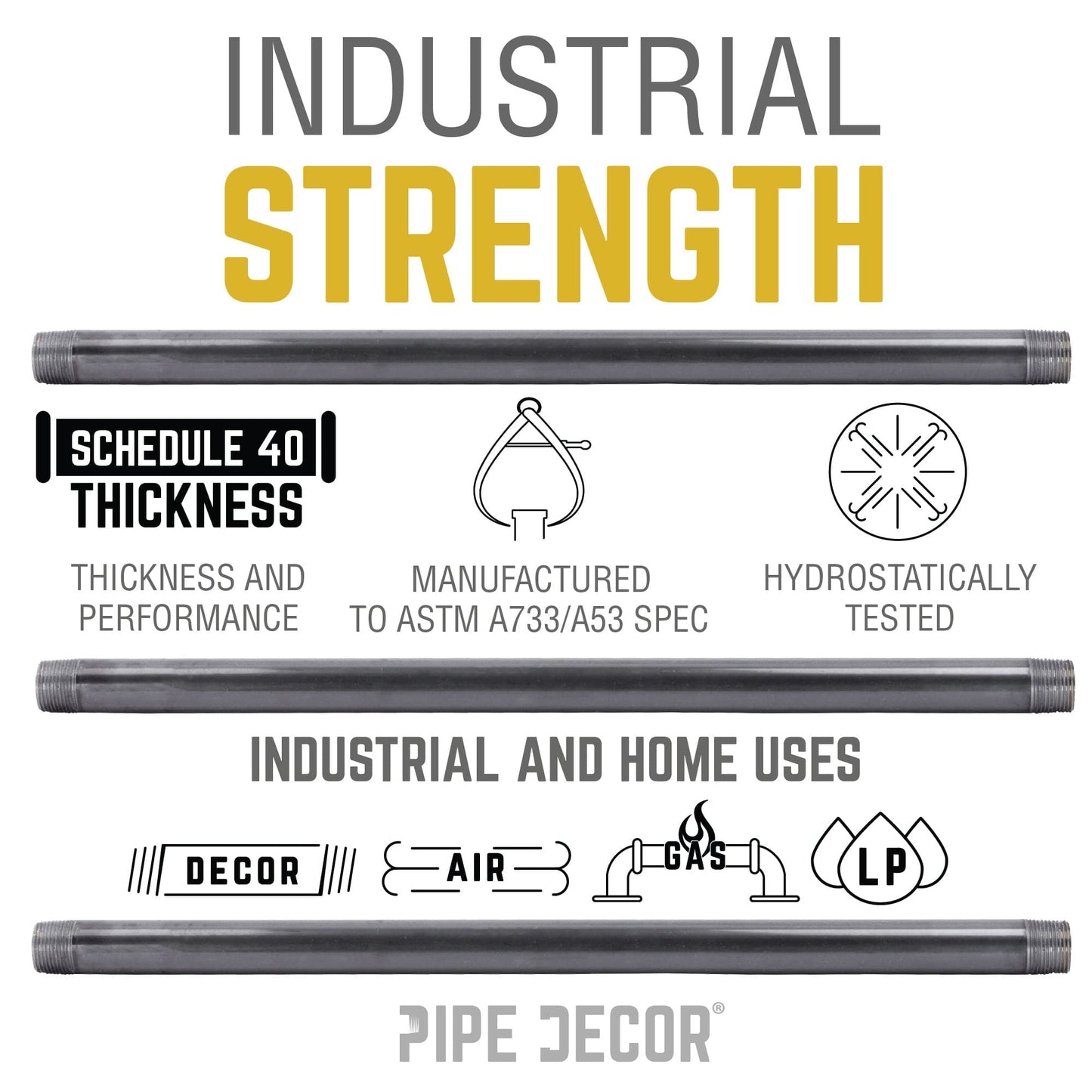 2 in. x 7 in. Black Pipe