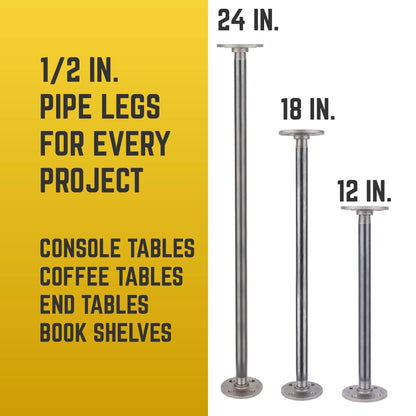 1/2 in. x 24 in. Round Flange Pipe Table Legs - 4 Pack