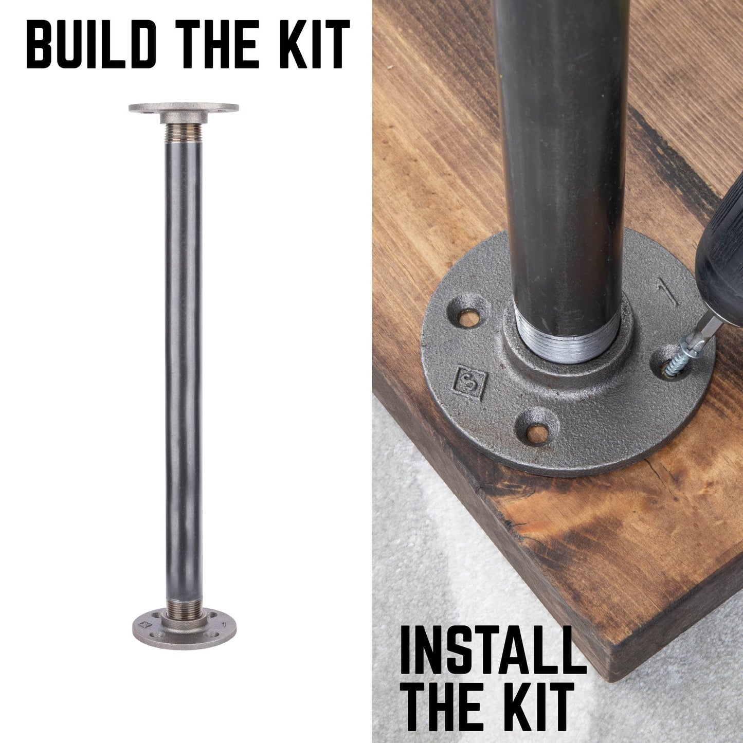1 in. x 18 in. Round Flange Pipe Table Legs - 4 Pack
