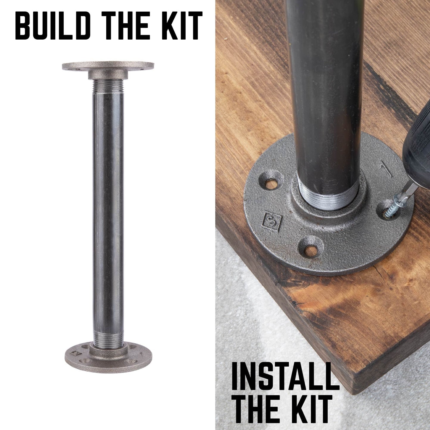 1 in. x 12 in. Round Flange Pipe Table Legs - 4 Pack