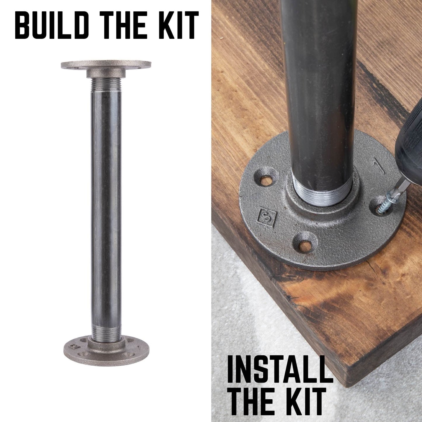 1 in. x 12 in. Round Flange Pipe Table Legs - 4 Pack