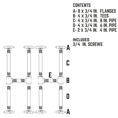 3/4 in. H Round Flanges Pipe Kit for Bench Legs
