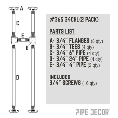 3/4 in. H Pipe Leg Kit Console Table, 9.75 in. W - 2 pack