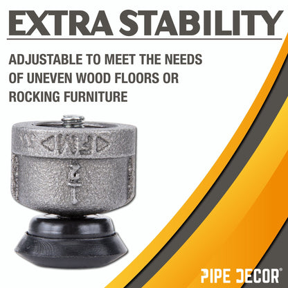 Furniture Leg Levelers for ½” Pipe Legs (4 Pack)