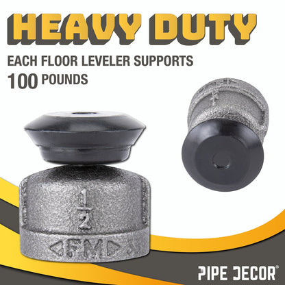 Furniture Leg Levelers for ½” Pipe Legs (4 Pack)