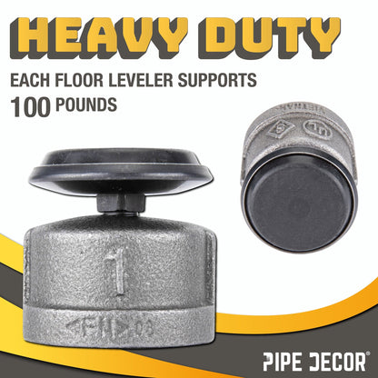 Furniture Leg Levelers for 1” Pipe Legs (4 Pack)