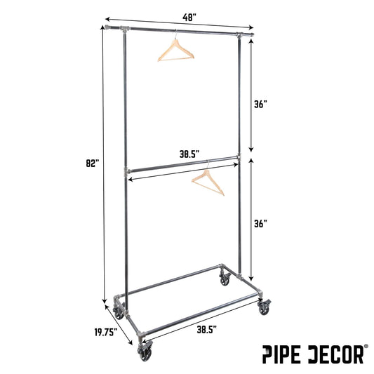 82 in. Rolling Double Rod Clothing Rack