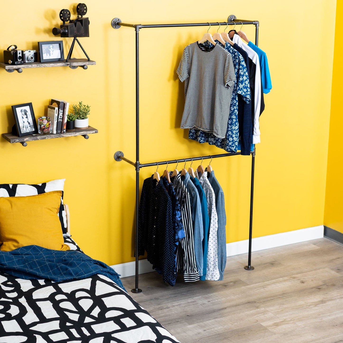 Wall Mounted Double Hung Clothing Rack